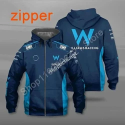 2024 Wiosenna i jesienna męska bluza z kapturem F1 Williams F1 Racing Team z nadrukiem 3D Damska bluza z kapturem Street Unisex Zip