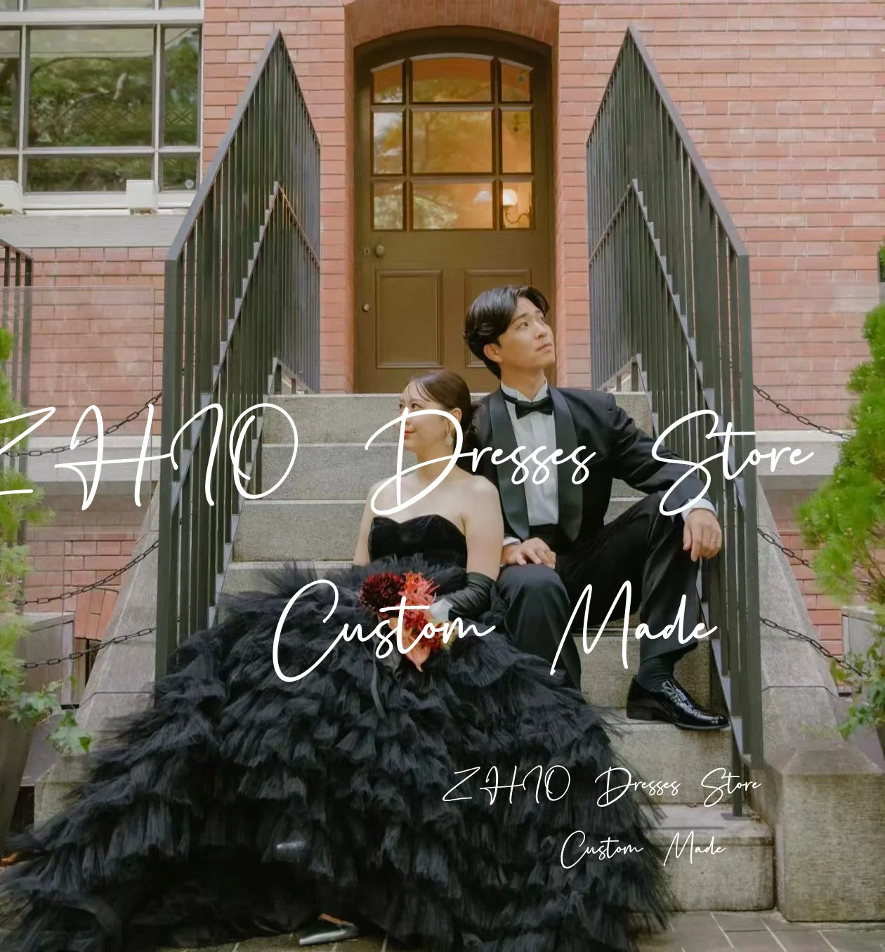 ZHIO Principessa Abito da sposa in tulle nero con scollo a cuore drappeggiato Sweep Train Abito da ballo Corea Servizio fotografico Abito da ricevimento nuziale personalizzato