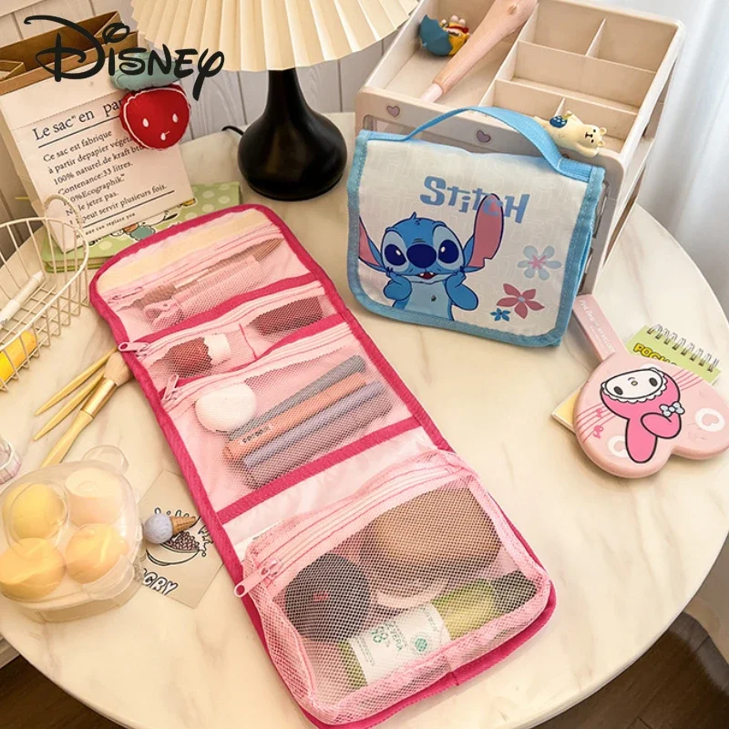 Disney 2024 Hanging Makeup Bag Fashionable High Quality Women's Storage Bag Cartoon Large Capacity Multifunctional Toilet Bag