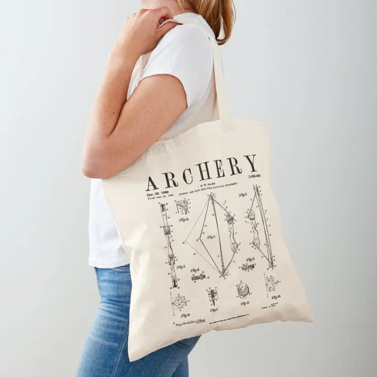 Archery Compound Bow Old Vintage Patent Drawing Print Tote Bag