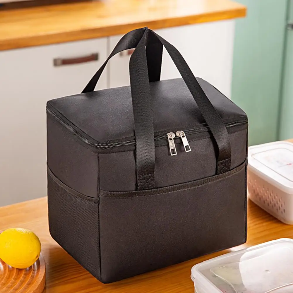 

Practical Cooler Thermal Bag Solid Color Lunch Box Bag Waterproof Front Insert Pocket Insulation Bag Cold-storaging