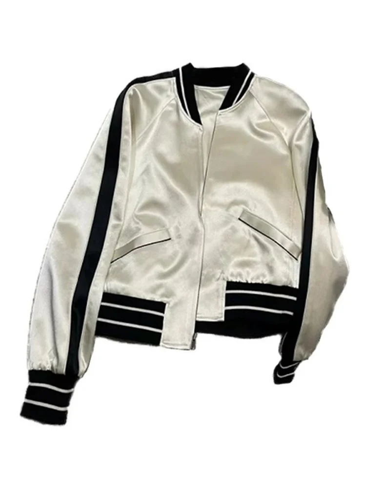 Spring Season Color Colion Splice Trend ort Faionable Sports Sle Zipper Lined Stand Collar Cardigan Jaet Mens Wome...