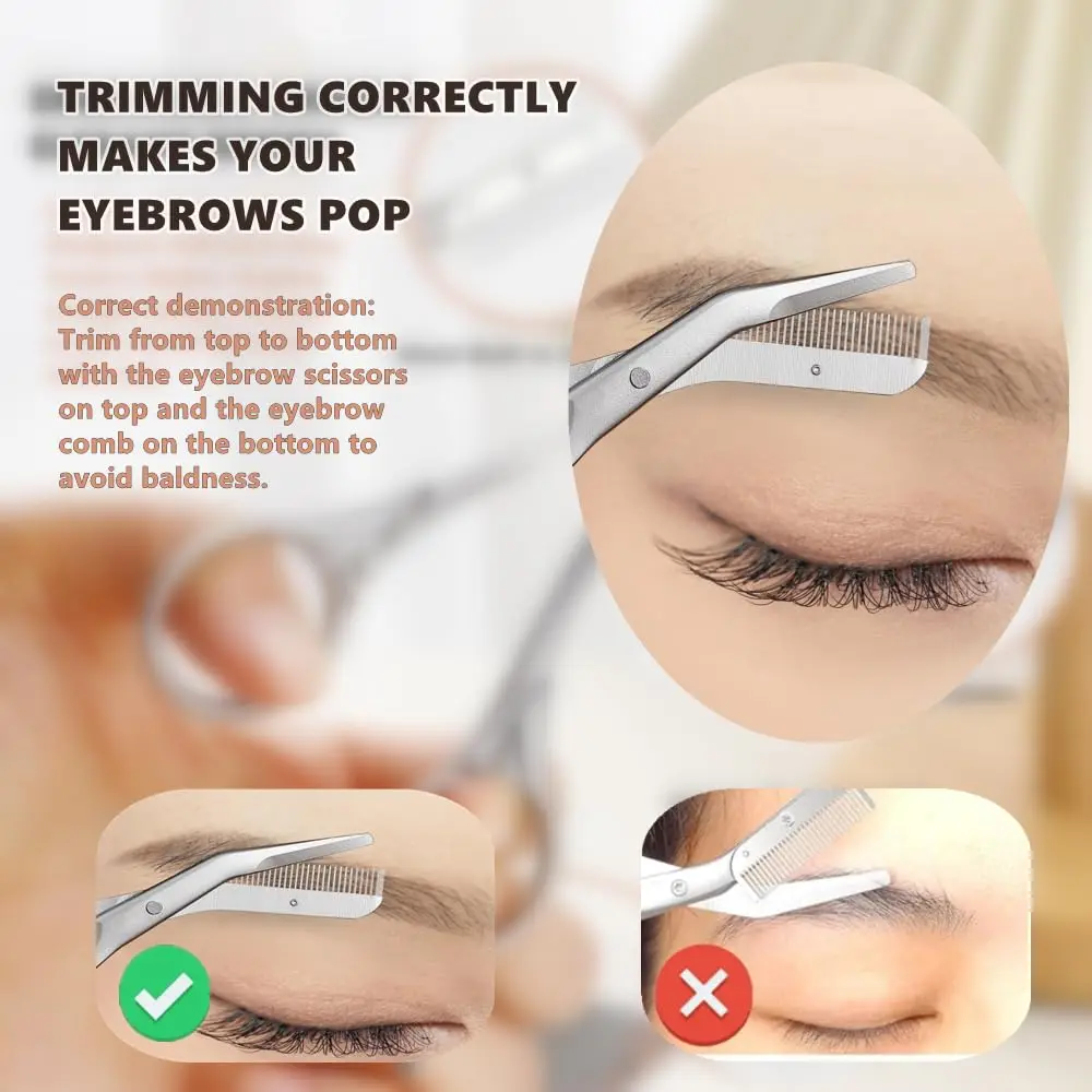 Eyebrow Comb Trimmer Eyebrow Scissors w/Comb, Eyebrow trimmer for men/women,Eyebrow razors Trimmer Scraper Trimming knife