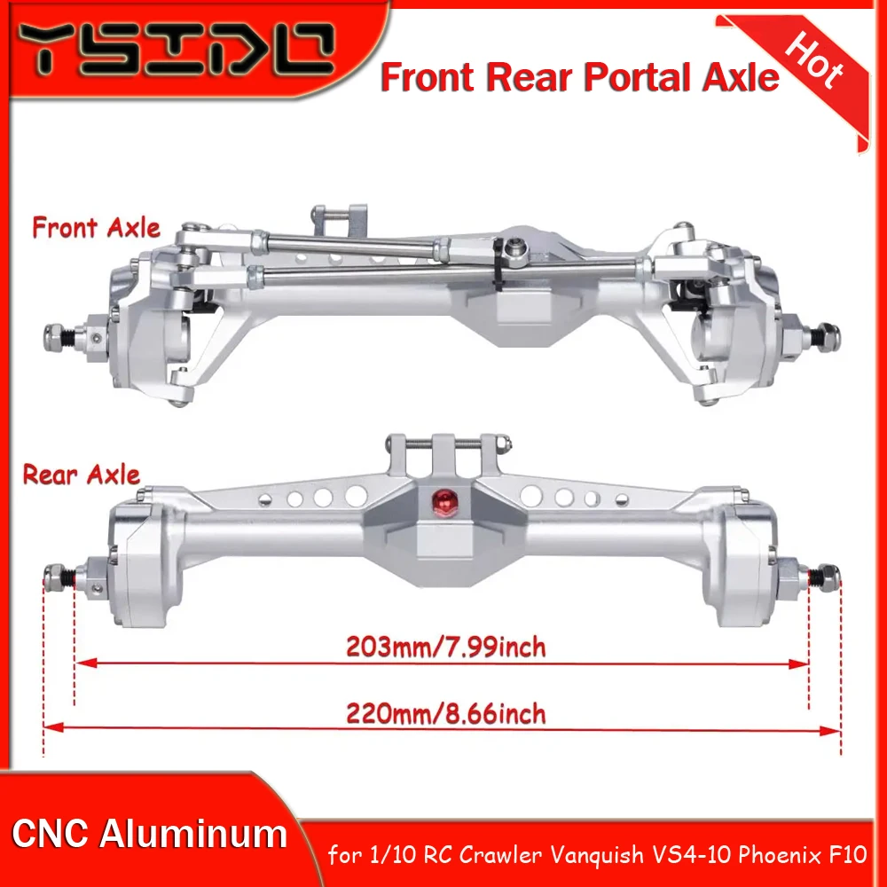 

220mm/8.66in Front Rear Portal Axle Aluminum Complete Set for 1/10 RC Crawler Vanquish VS4-10 Phoenix F10 LCG Chassis RC Parts