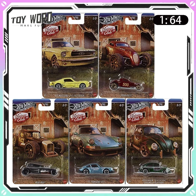 Nowy zestaw Hot Wheels Classic Club 1/64 Mustang HRT81 Porsche Silver Standard Diecast Cars Model Collect Custom Birthday Toy Gift