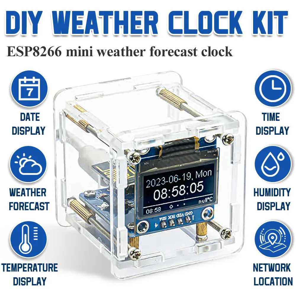 ESP8266 MINI Weather Clock WIFI Digital Clock Electronic Multifunctional Weather Station DIY Soldering Kit