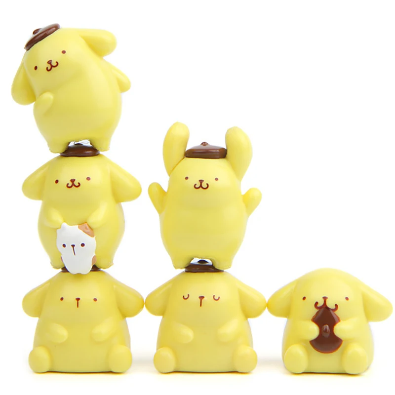 11Pcs Anime Sanrio Action Figure Kawaii Pompompurin Doll Figurines DIY Cake Decoration Collectible Model Toys