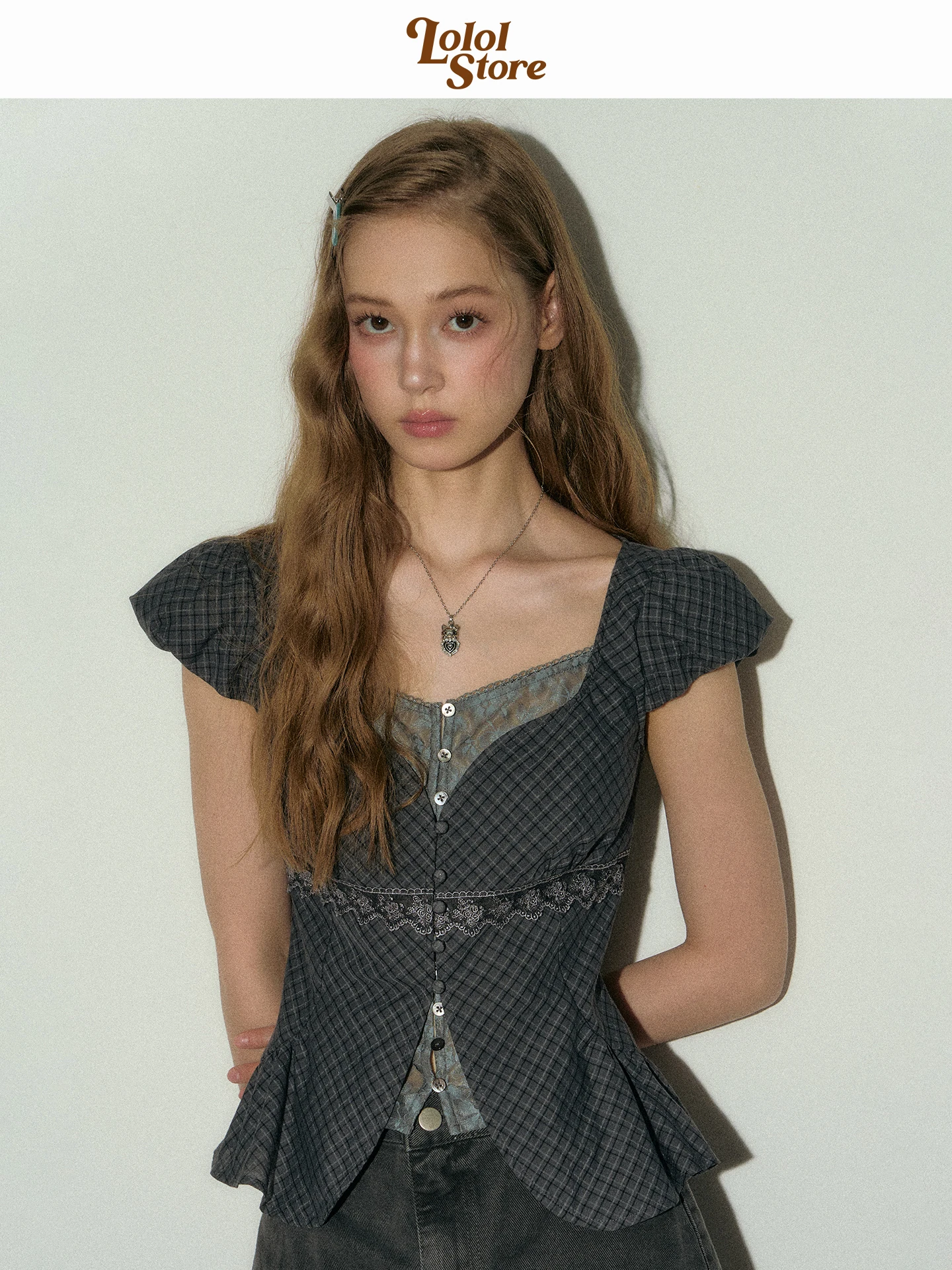 

Женская рубашка LOLOL с кружевной отделкой, с коротким рукавом, элегантный красивый дизайн, из смесового хлопка, в ретро-стиле, с цветочным принтом, открытый кардиган-топ