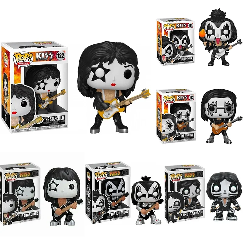 Funko Pop Beijo o Homem Espacial 123 #   o Starchild 122 #   o Demônio 121 #   o Catman 07 #   o Homem-Aranha 05 #   Figura modelo brinquedos presentes