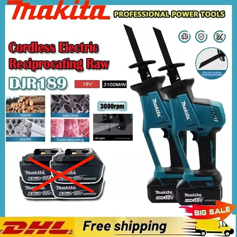 

Makita DJR189 Cordless Rechargeable Wood Metal Cutting Saw Brushless Electric Reciprocating Saw Portable Power Tools