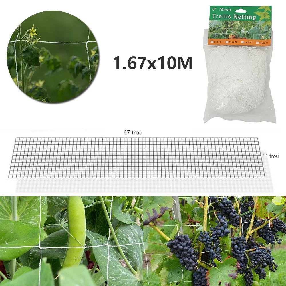 10M Garden Plant Climbing Netting Durable Polyester Trellis Mesh Bean Plant Support Vine Grow Fence Hydroponics Net Accessories