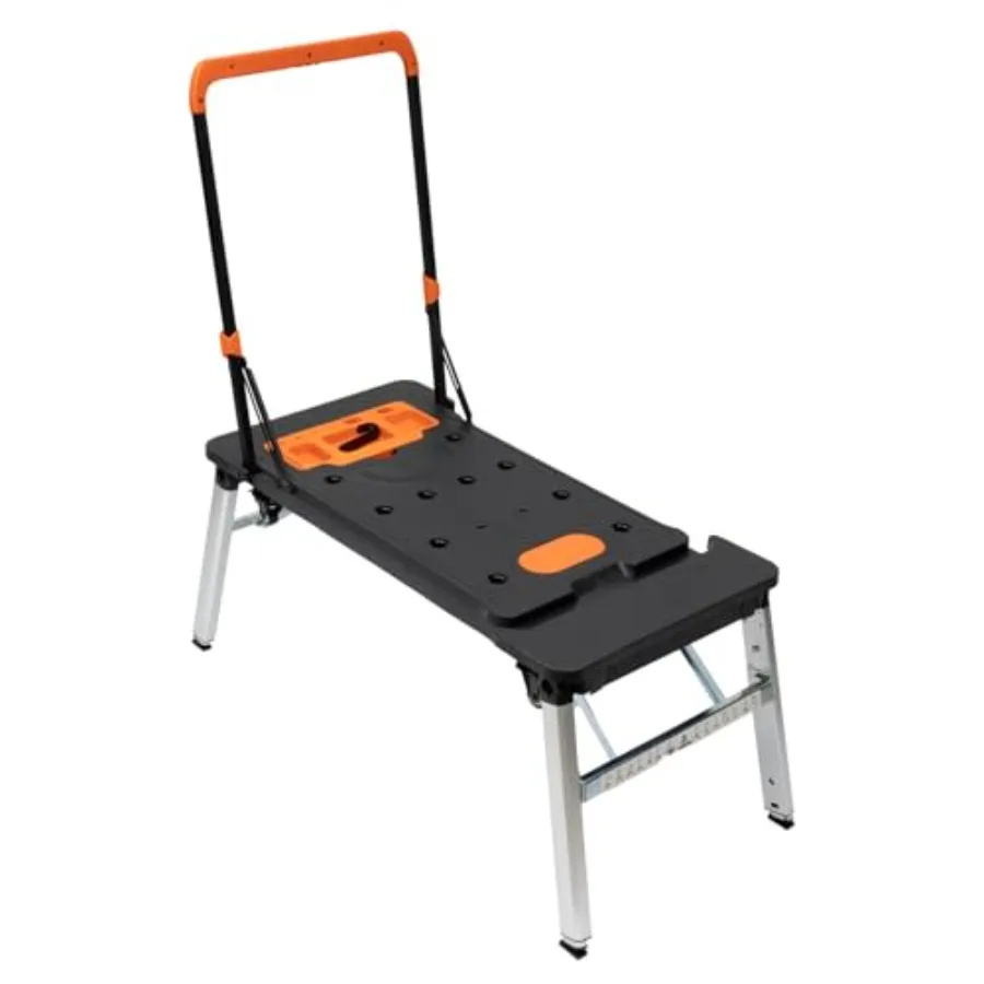 

Folding Portable Workbench for Workshop Use, Steel Frame, Black, Adjustable Height with 4 Swivel Wheels and Multi-Function Desi