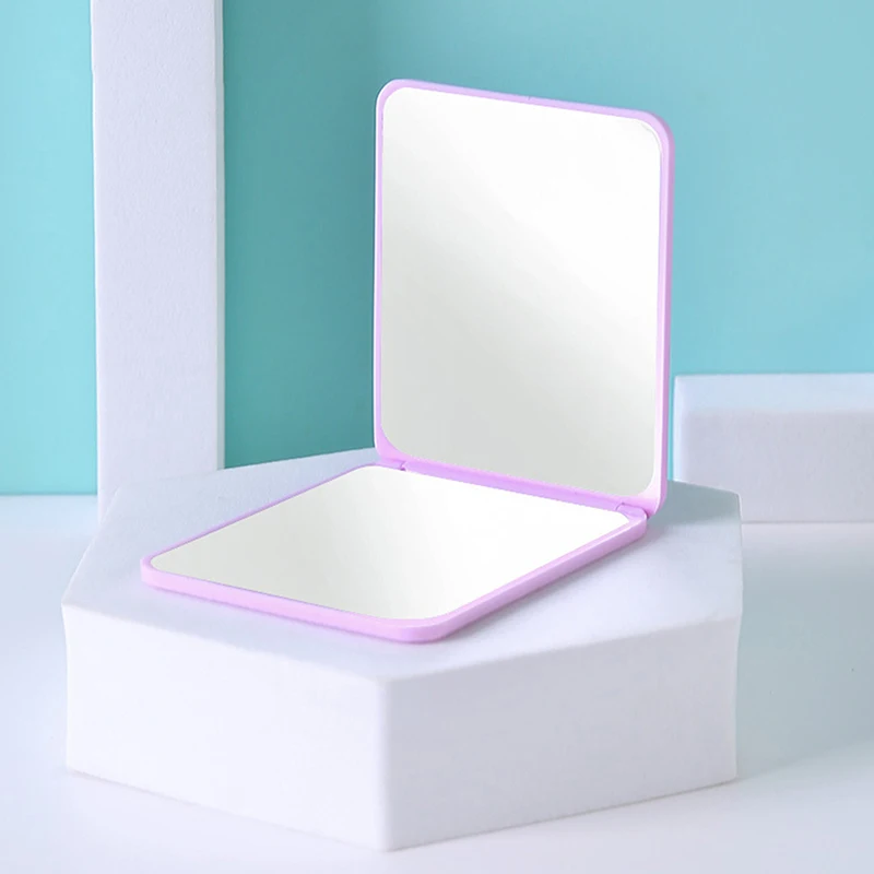 Mini miroir de maquillage carré pliable portable, double face, compact, cosmétique de poche