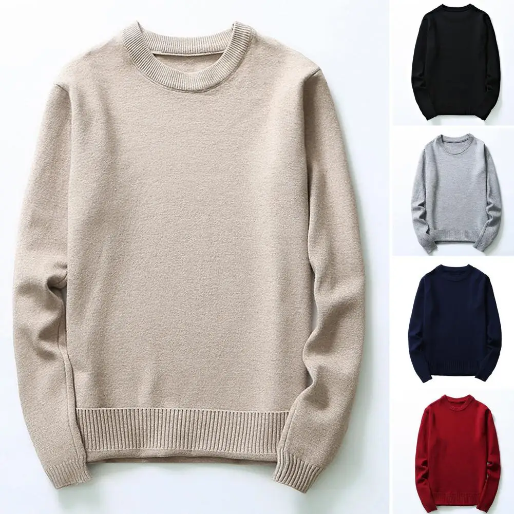 

Men Sweater Long Sleeves Knitting Solid Color Pullover Keep Warm Elastic Oversized Soft Knitwear Spring Sweater Men Clothing