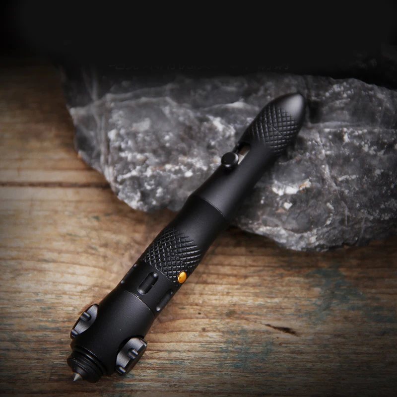Outdoor Multi Functional Creative Finger Gyro Flashlight Tactical Pen Mini EDC Car Emergency Window Breaking Survival Tool