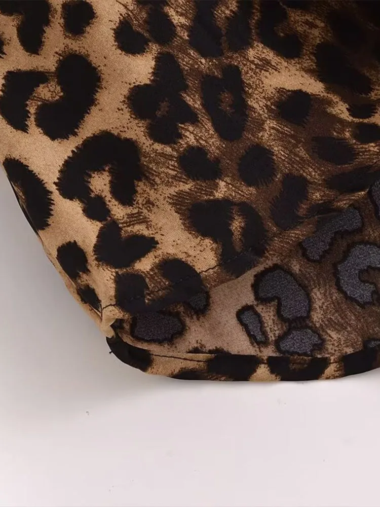 Long-sleeved V-neck leopard print shirt for women, autumn loose temperament chiffon sunscreen shirt, unique and exquisite top