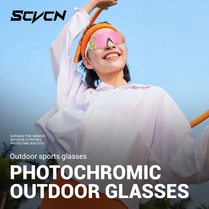 SCVCN Color Photochromic Cycling Glasses Outdoo Fashion Sports Sunglasses Men MTB Cycling Sunglasses Women Road Bike Glasses