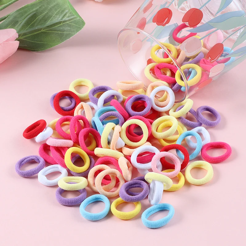 

100Pcs Girls Scrunchie Candy Colors Elastic Rubber Band Hair Bands Children Nylon Headbands Baby Headdress Hair Accessories