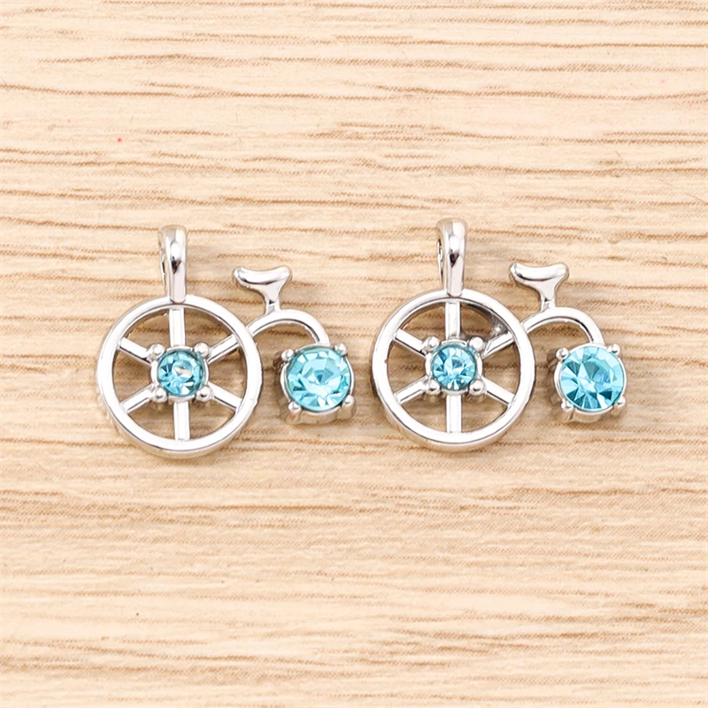 5 Stück 14x13mm Niedliche Kristall-Legierungs-Fahrrad-Anhänger für Schmuckherstellung, Halsketten, Ohrringe, Armbänder, DIY-Bastelzubehör – Detail 8