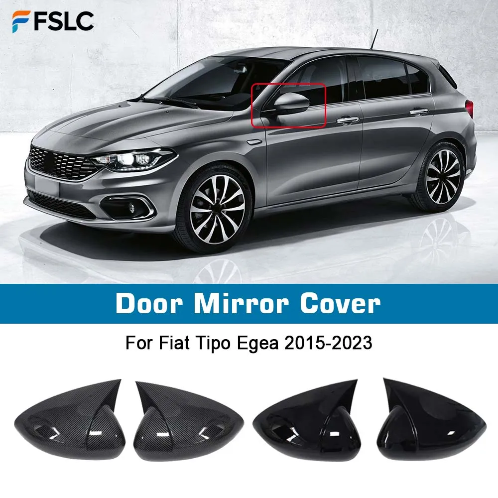 

⭐ Оригинальный ⭐ Накладки на зеркала заднего вида для Fiat Tipo Egea 2015-2023, глянцевые черные, из карбонового волокна, аксессуары для автомобиля