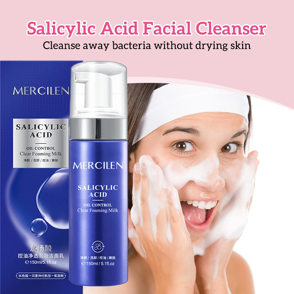 

Salicylic Acid Cleansing Exfoliating Face Cleanser Remove Blackhead Moisturize Brighten Rejuvenating Balance Water Oil skincare
