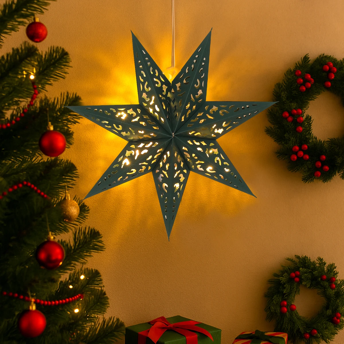 Christmas Paper Star Lampshades Merry Christmas Decorations for Home 2025 Navidad Natal Xmas Tree Hanging Ornament New Year 2026