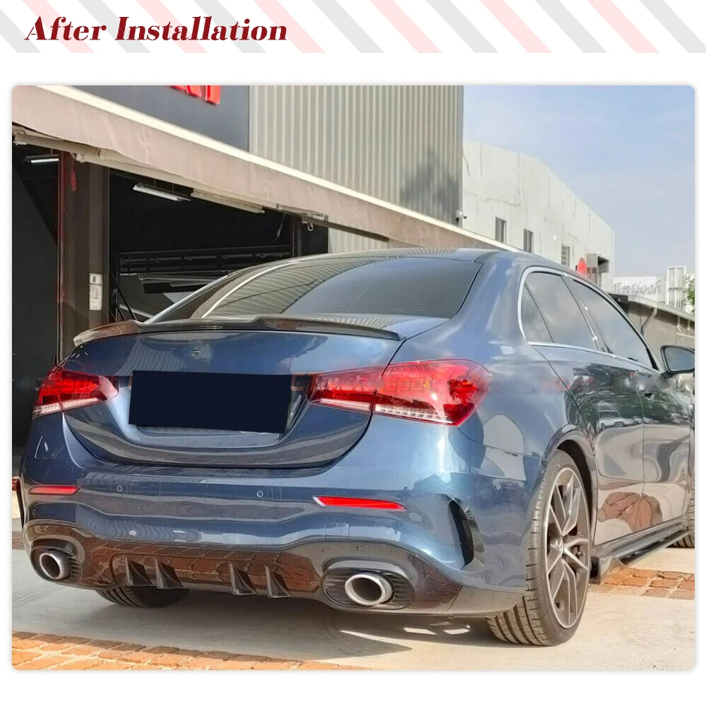 For Mercedes Benz A Class W177 V177 A200 Sedan Carbon Fiber Car Rear Trunk Spoiler Wing Car Rear Trunk Racing Spoiler Lid Wing