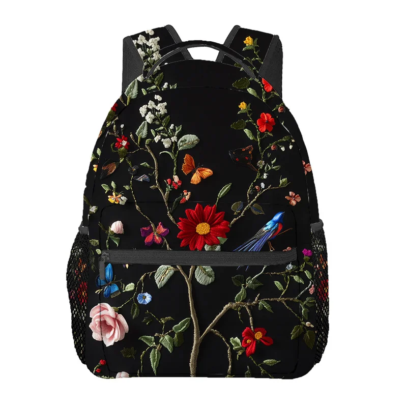 Wildflower Field Print Backpack Roses Yellow Leaves Print Adjustable Straps Lightweight Travel Sports Daypack for Hiking Outdoor
