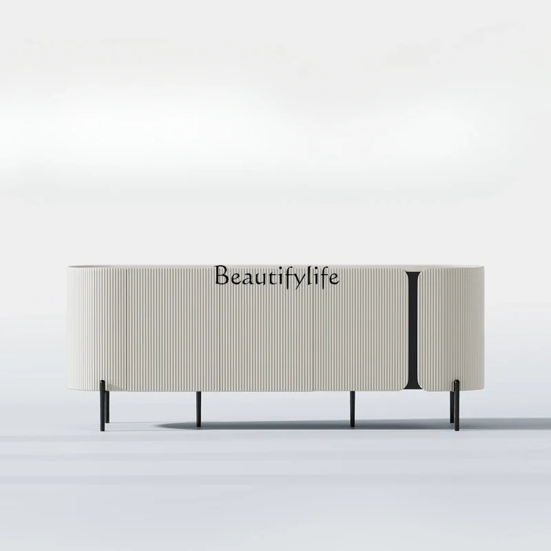 

FG*Light luxury minimalist side cabinet gray-white paint modern minimalist storage storage cabinet against the wall