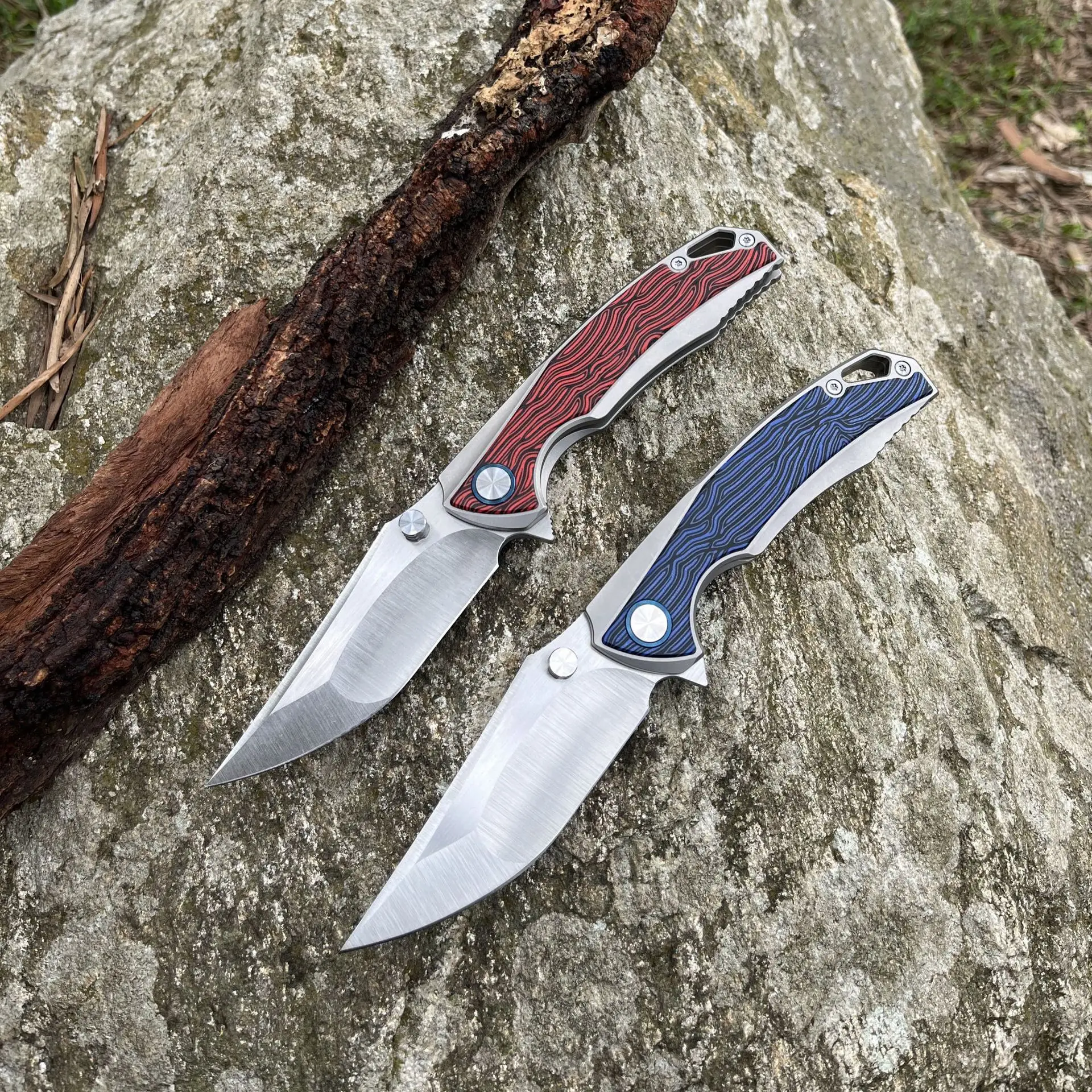 2025 الراقية التيتانيوم EDC سكين للفرد مع VG-10 شفرة، CNC الدقة جوفاء طحن أداة الجيب في الهواء الطلق