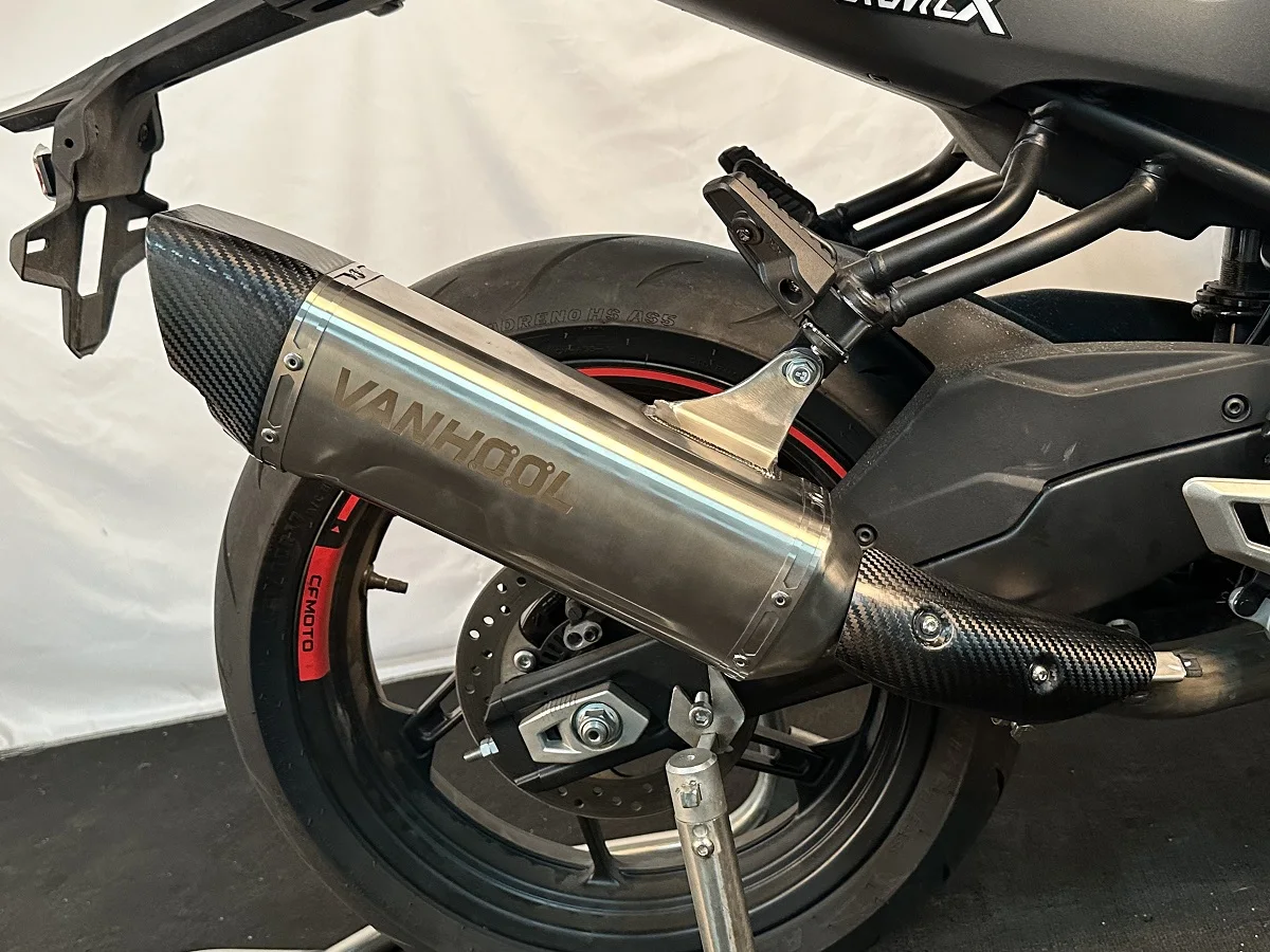 FBB دراجة نارية الملحقات أداء التيتانيوم الفولاذ المقاوم للصدأ ألياف الكربون أجزاء نظام أنابيب العادم ل 450NK