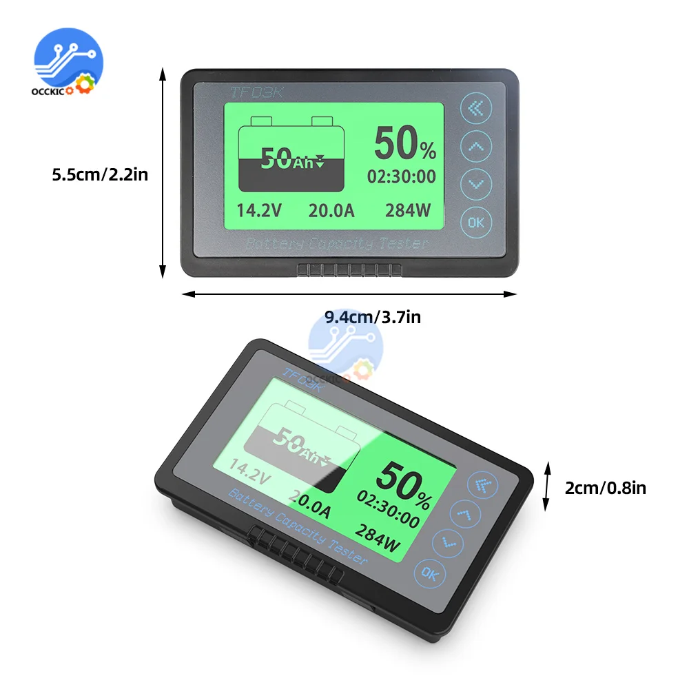 TF03K 8-120V Coulomb licznik długości wskaźnik naładowania baterii napięcie prądu wyświetlacz 50A,100A,350A,500A
