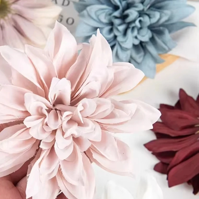 

5/10Pcs Artificial Flowers Heads Silk Dahlia Roses Wedding Home Room Decor DIY Box Garland Material Simulation Fake Plants Cheap