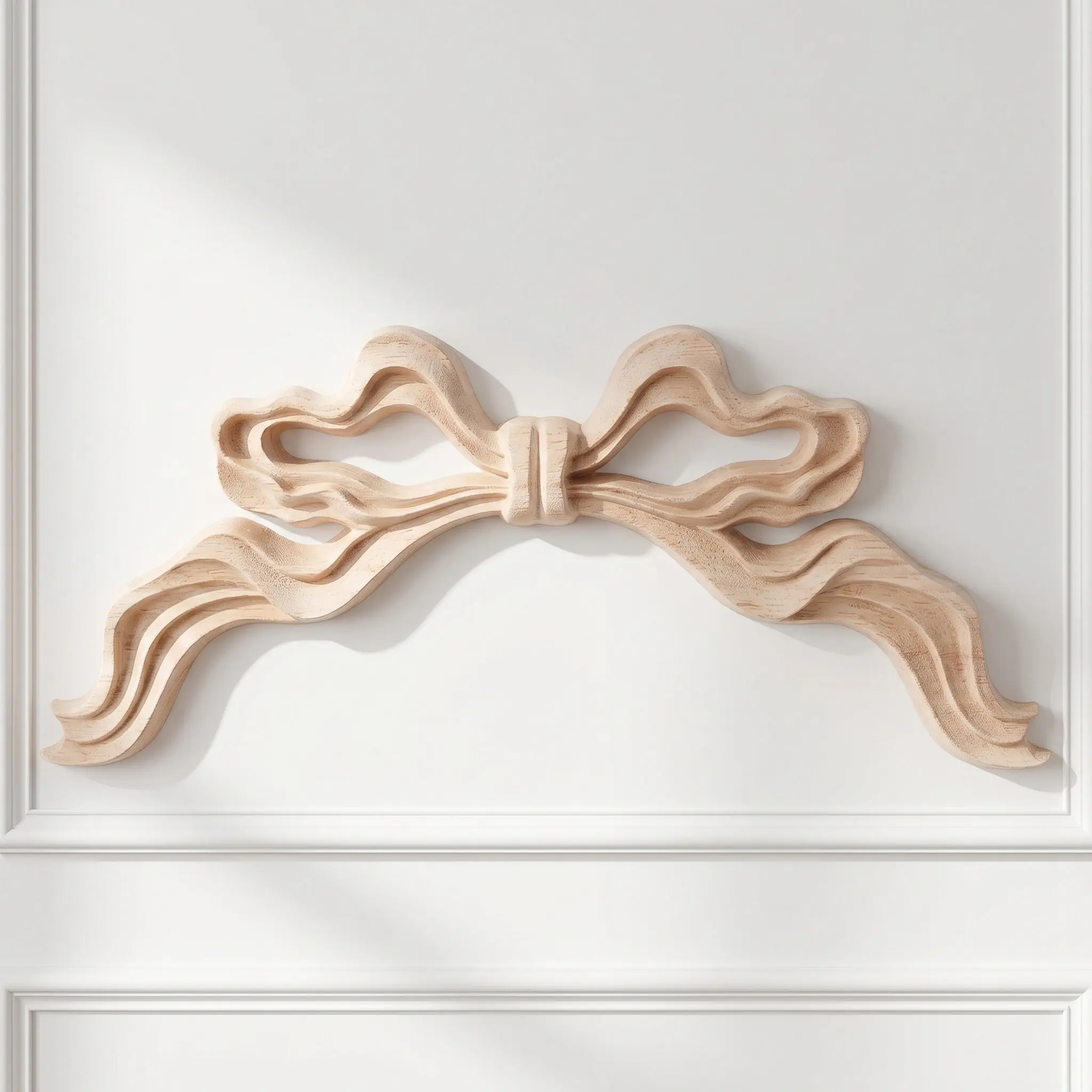 3Pcs Handcarved Wooden Bow Knot Applique Unpainted Wood Carving Onlay Decorative Wall Furniture Decoration Wood Carving Decal
