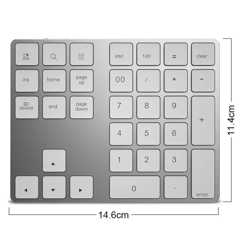 Numeric Keyboard Rechargeable Dual Bluetooth Wireless Number Keypad 35keys External Numpad for Accounting Teller Laptop Windows