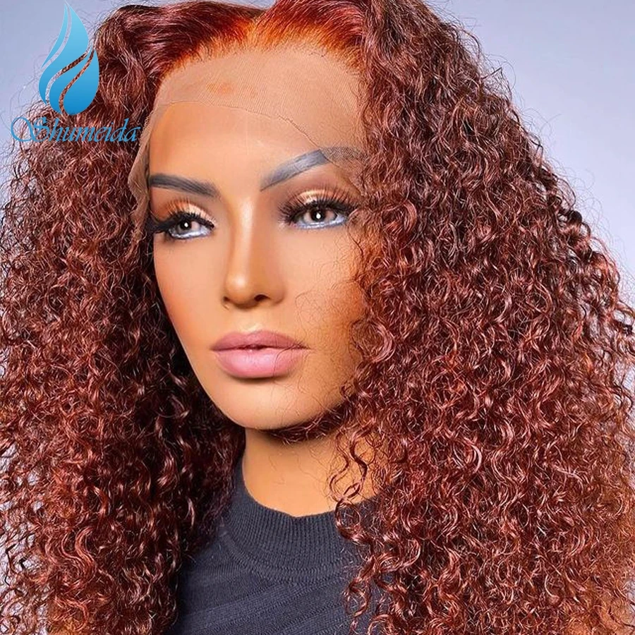 Shumeida Brown Color 13*4 Short Culry Wig Brazilian Hair Curly Glueless 13x6 Lace Front Wigs with Baby Hair 5x5 Closure Wigs