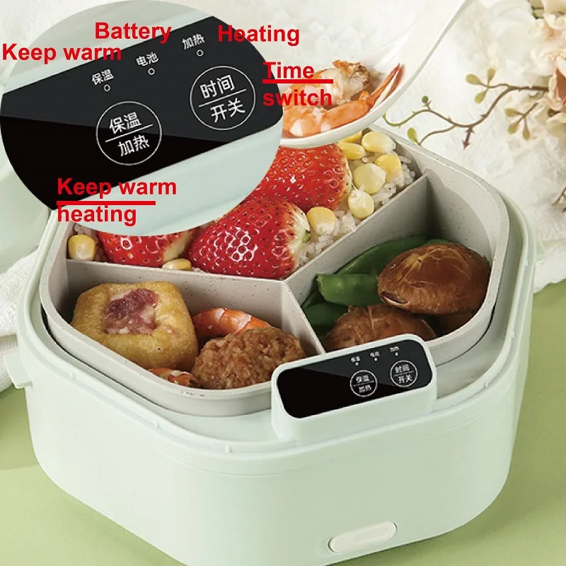 Lancheira quente sem fio, 75w, recarregável, isolada, aquecedor de comida rápida ao ar livre, casa/escritório, refeição quente, bento, 1000ml