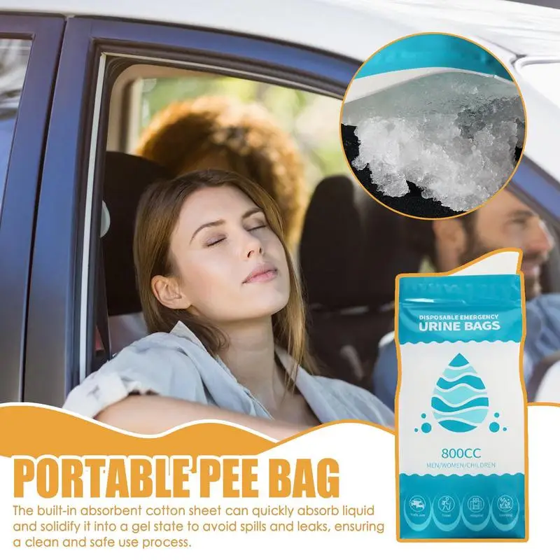 Urine Bags For Women 10X Leakproof Portable Urine Bags With Sealing Zipper 800ml Ergonomic Outdoor Toilet Built In Absorbent Pad