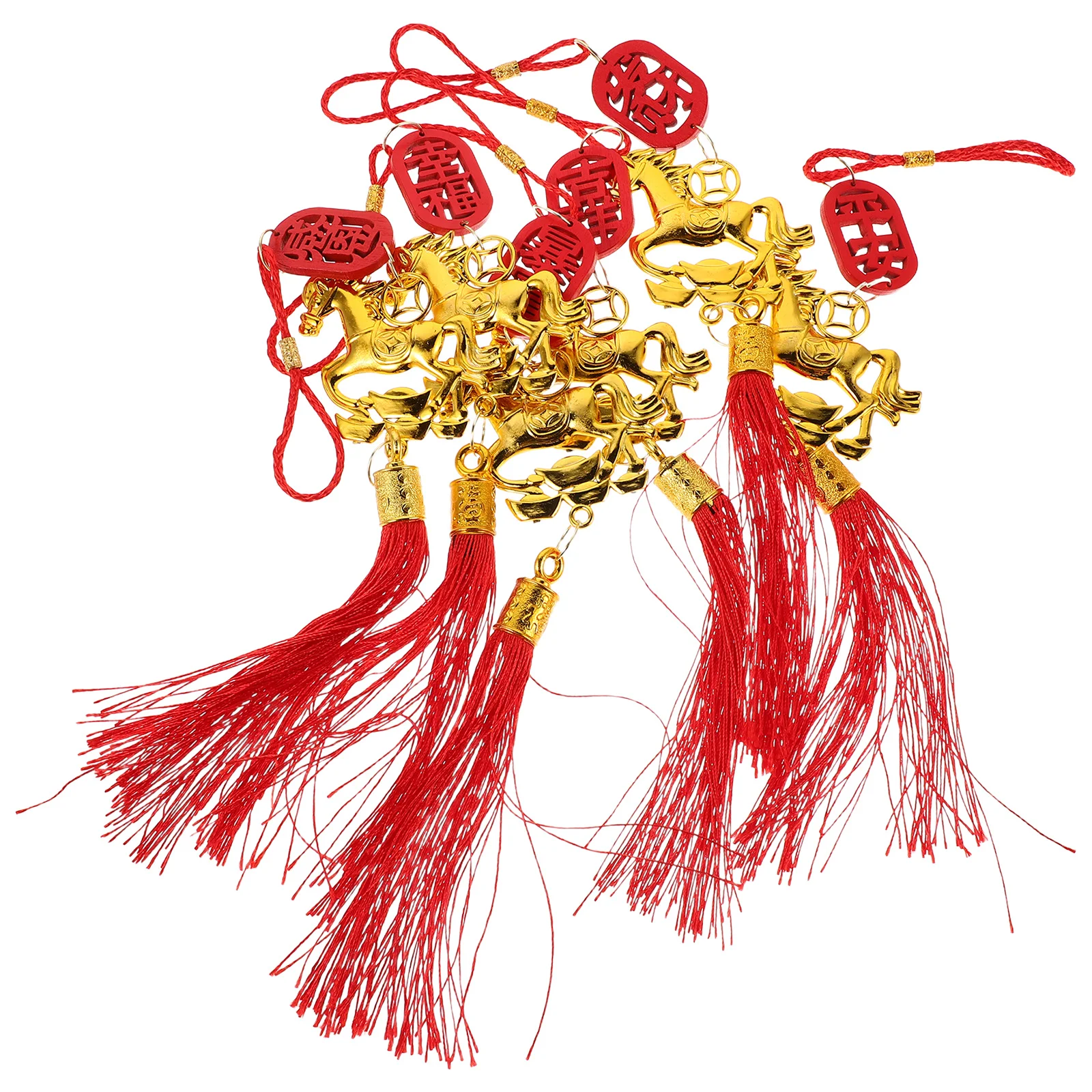 

12Pcs Chinese Hanging Wood Plaque Horse Pendant Traditional Lunar New Year Hanging Ornament Spring Festival Decoration Lucky