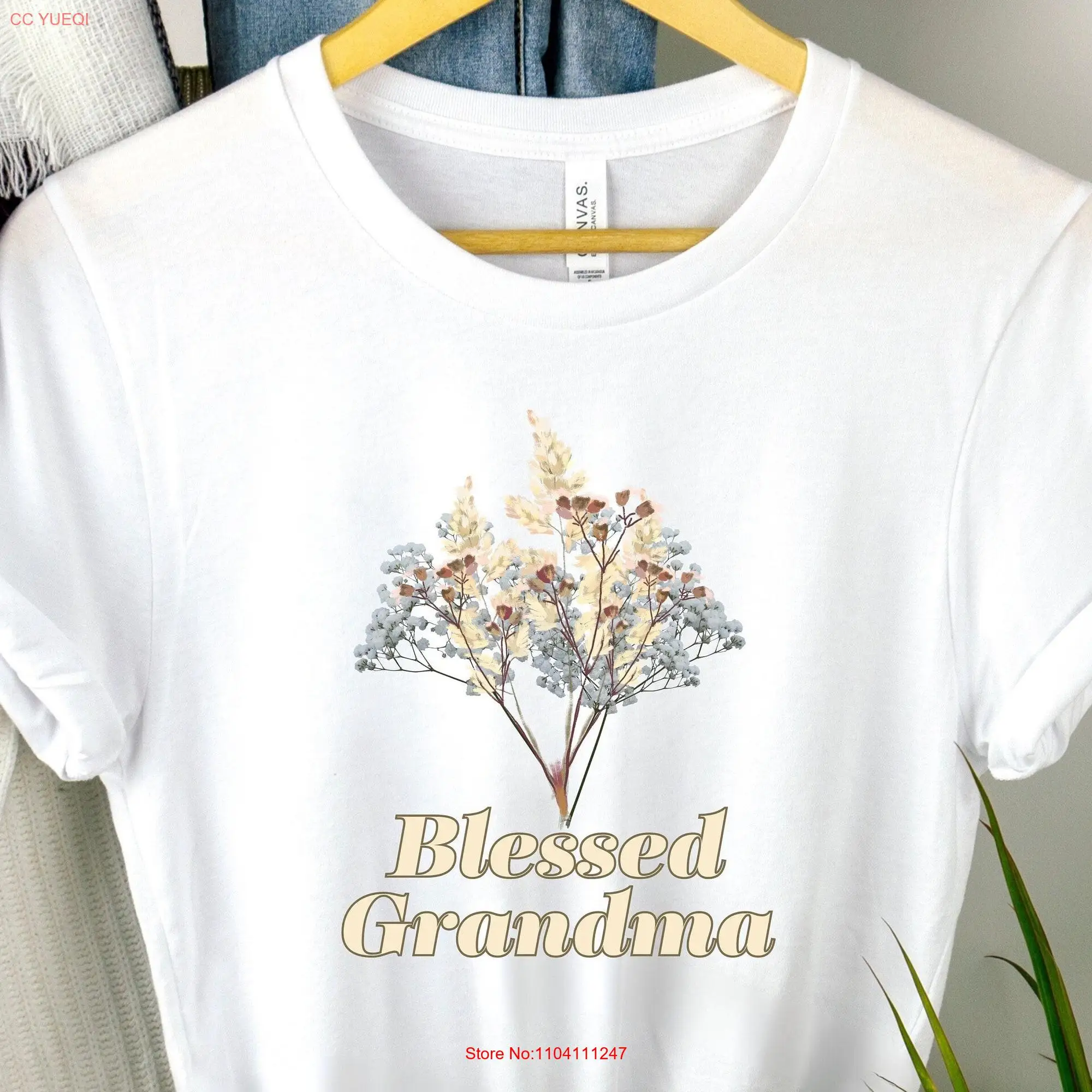 Blessed Grandma flower shirt Gram floral T Grandmother Granny tee Grammy Womens for her long or short sleeves