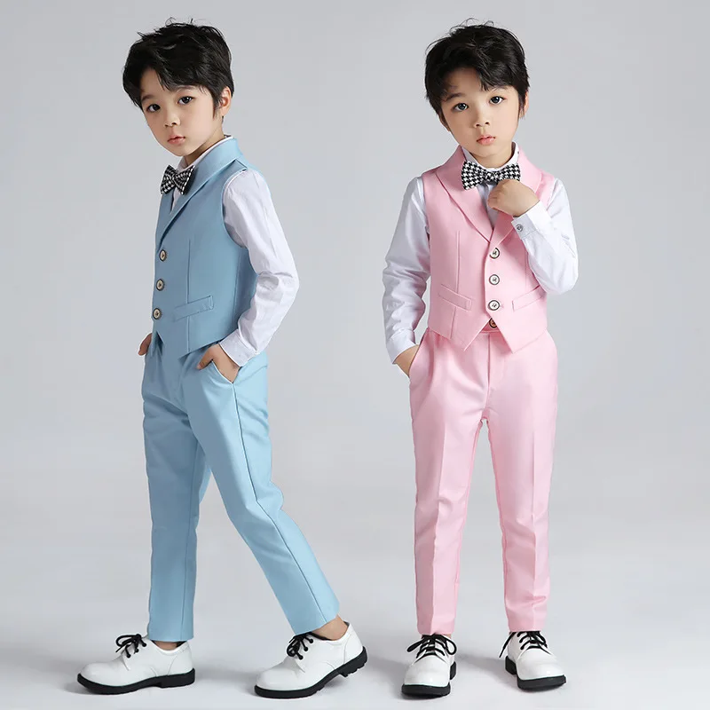 

Baby Boy's One Year Old Dress, Spring And Summer New Product, Children's Vest Set, Pink Western-Style Hosting Piano Performance