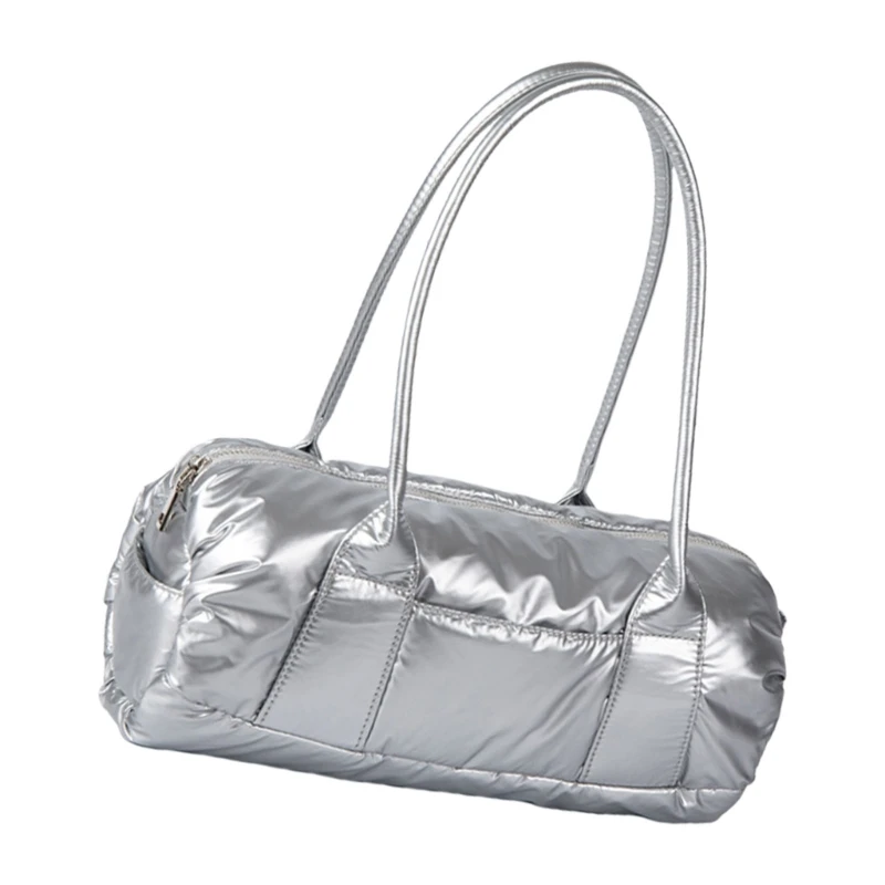 Women Soft Handbag Cylinder Bag PU Leather Shoulder Bag Korean Styles Armpit Bag