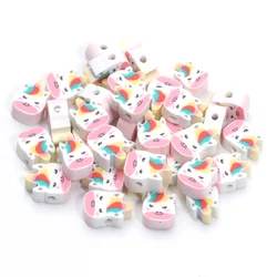 20/50/100pcs Cartoon Unicorn Beads Polymer Clay Spacer Beads For Diy Phone Chain Bracelet Necklace Jewelry Making Accessories