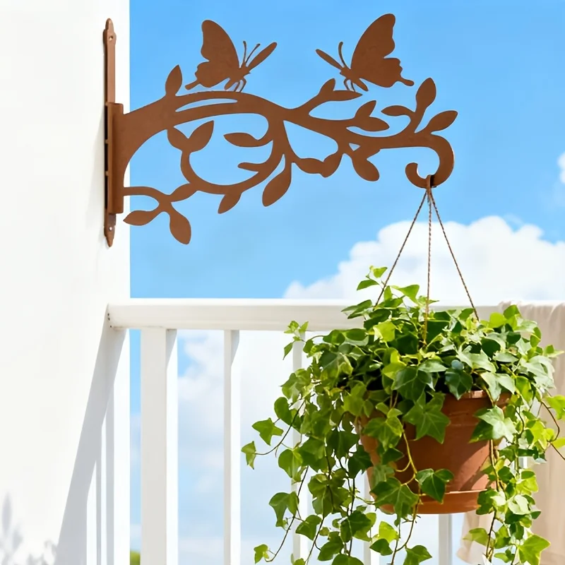 Fun card inserts Heavy-Duty Rust-Colored Metal Butterfly Silhouette Design Wall-Mounted Outdoor Hook, Sturdy and Durable