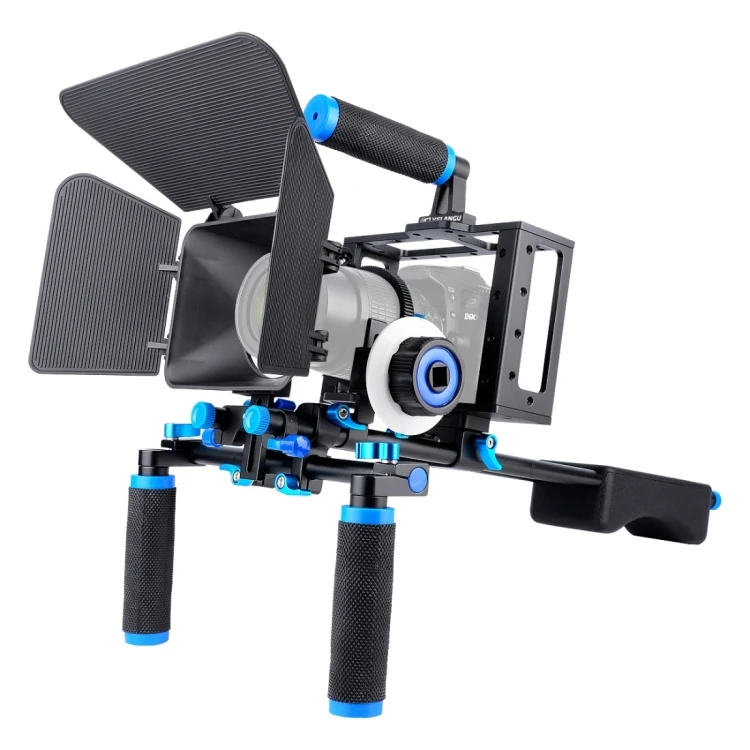 

YELANGU D222 Dual Handles Camera Shoulder Mount Camera Cage Stabilizer Kit with Matte Box Follow Focus for Video Camera