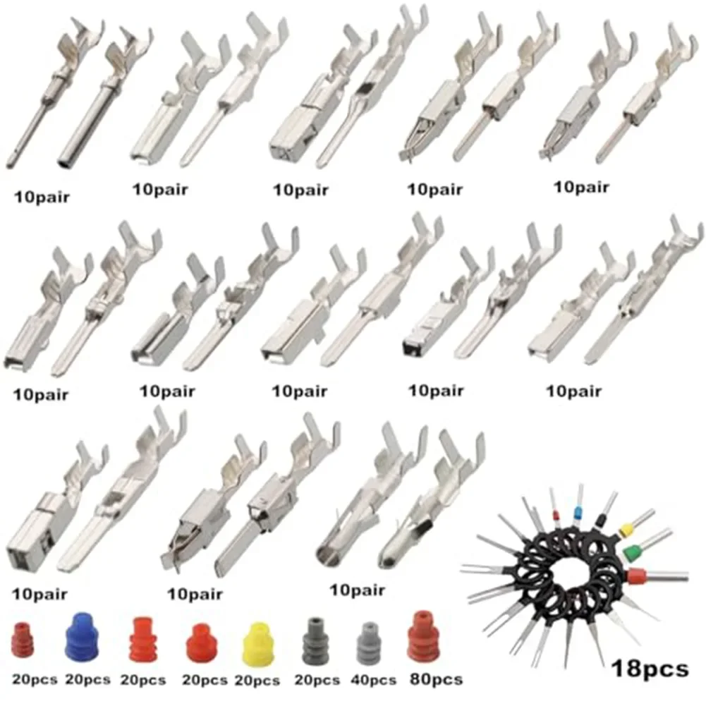 

Newest Connector Pins Kit Terminal Pin Car Electrical 1/1.5/1.8/2.2/2.8/3.5mm Removal Non-Insulated Male Female Crimp Pins
