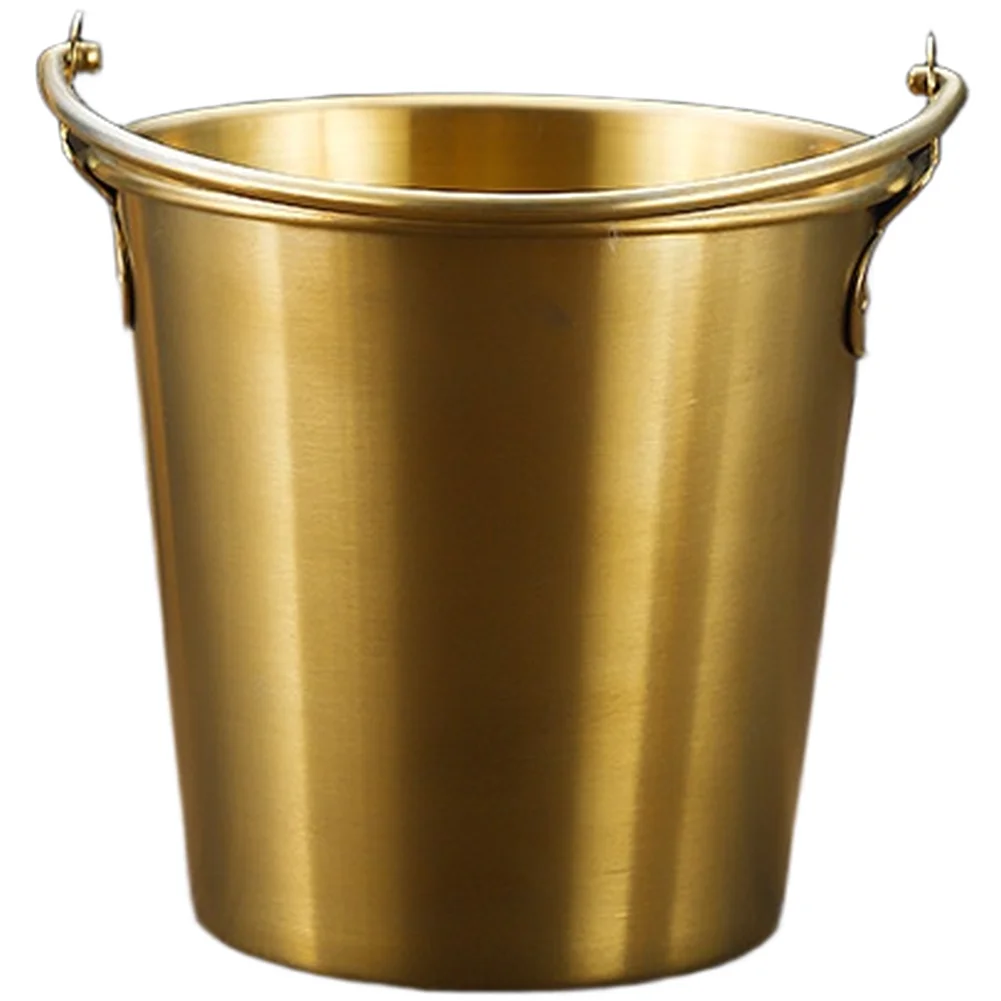 Ice Bucket 304 Stainless Steel Gold for Bar Serving Ice Snacks Fries 13x9x12.5cm Comfort Handle Space Efficient