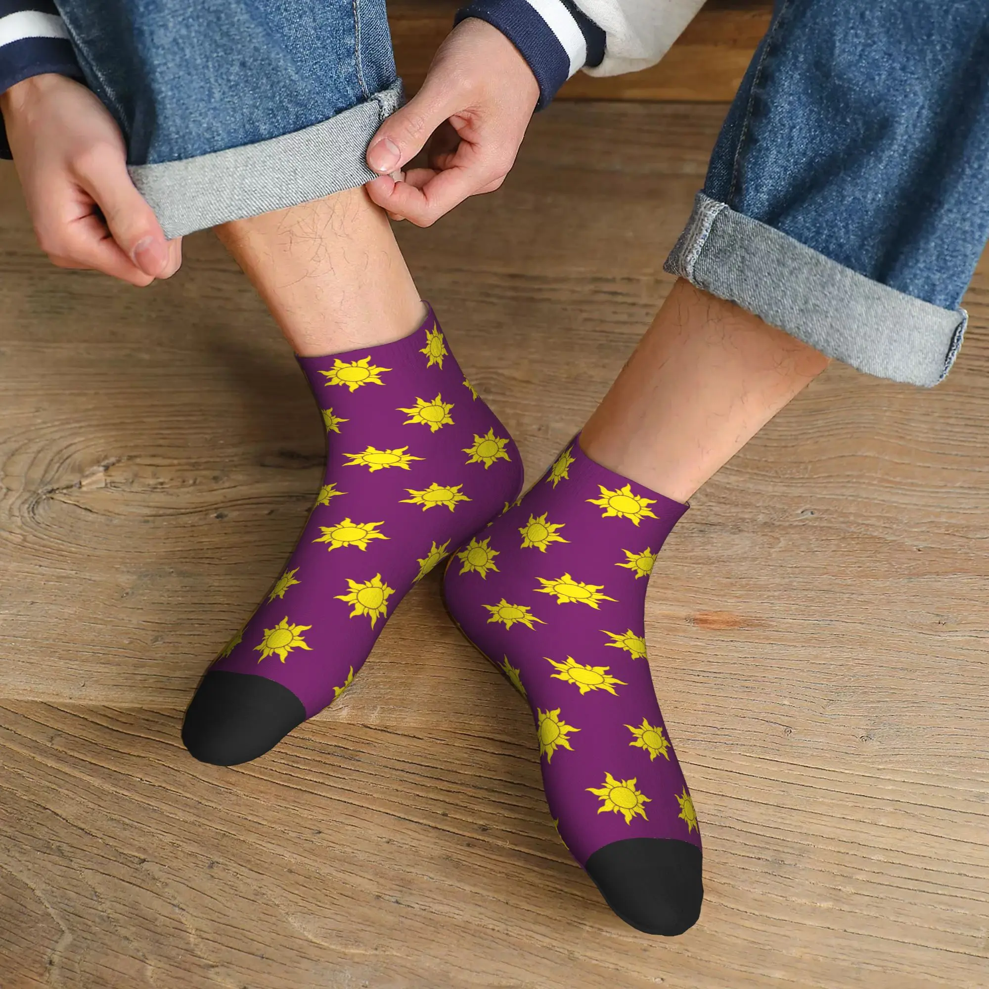 

All Seasons Rapunzel Sun Socks Harajuku Super Soft Crew Socks Hip Hop Stockings for Men Women Christmas Gifts