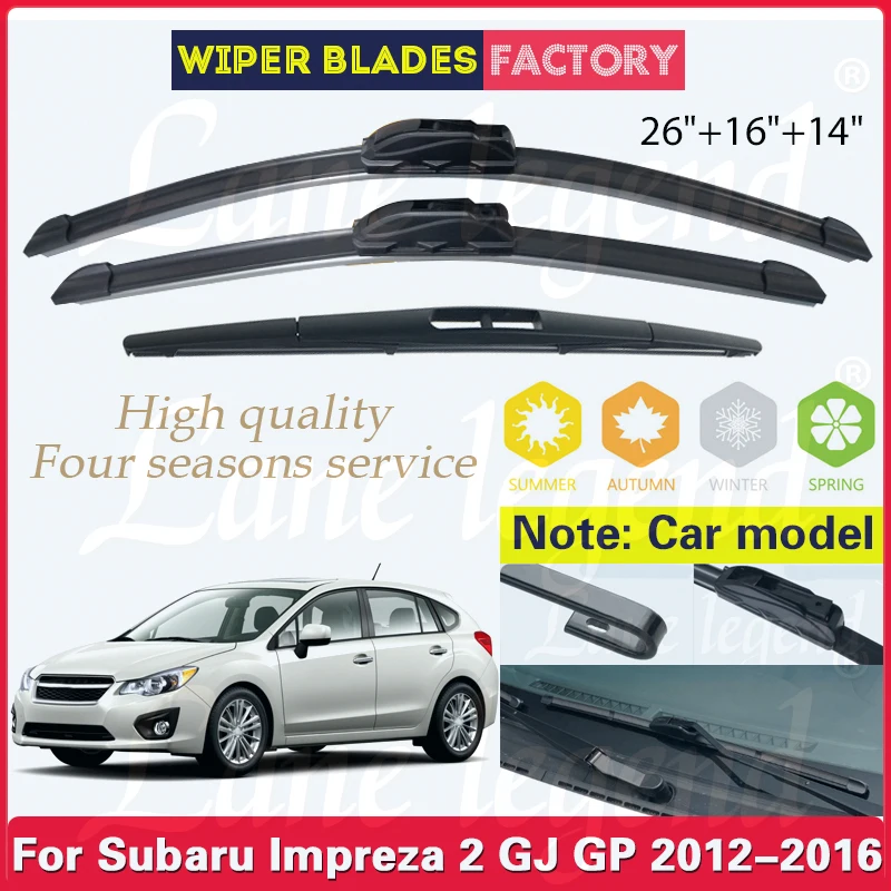 

For Subaru Impreza 2 GJ GP Hatchback WSX XV Crosstrek 2012 - 2016 Front Rear Windscreen Wiper Blades Window Winshield Rain Brush