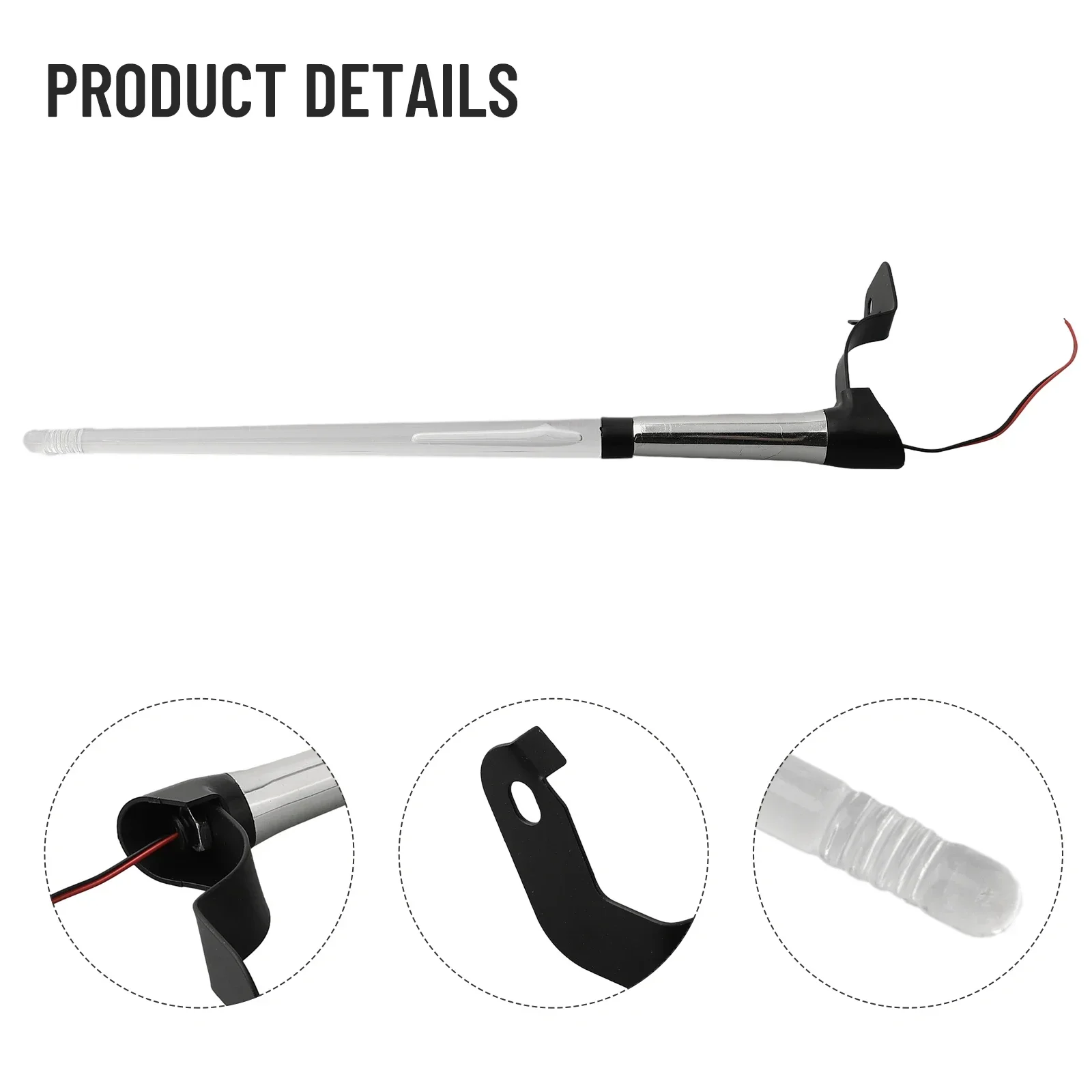 1pcs ABS Car External Light Antenna Car Accessory 12V Flag Pole Light Antenna Parts Accessories Exterior Parts